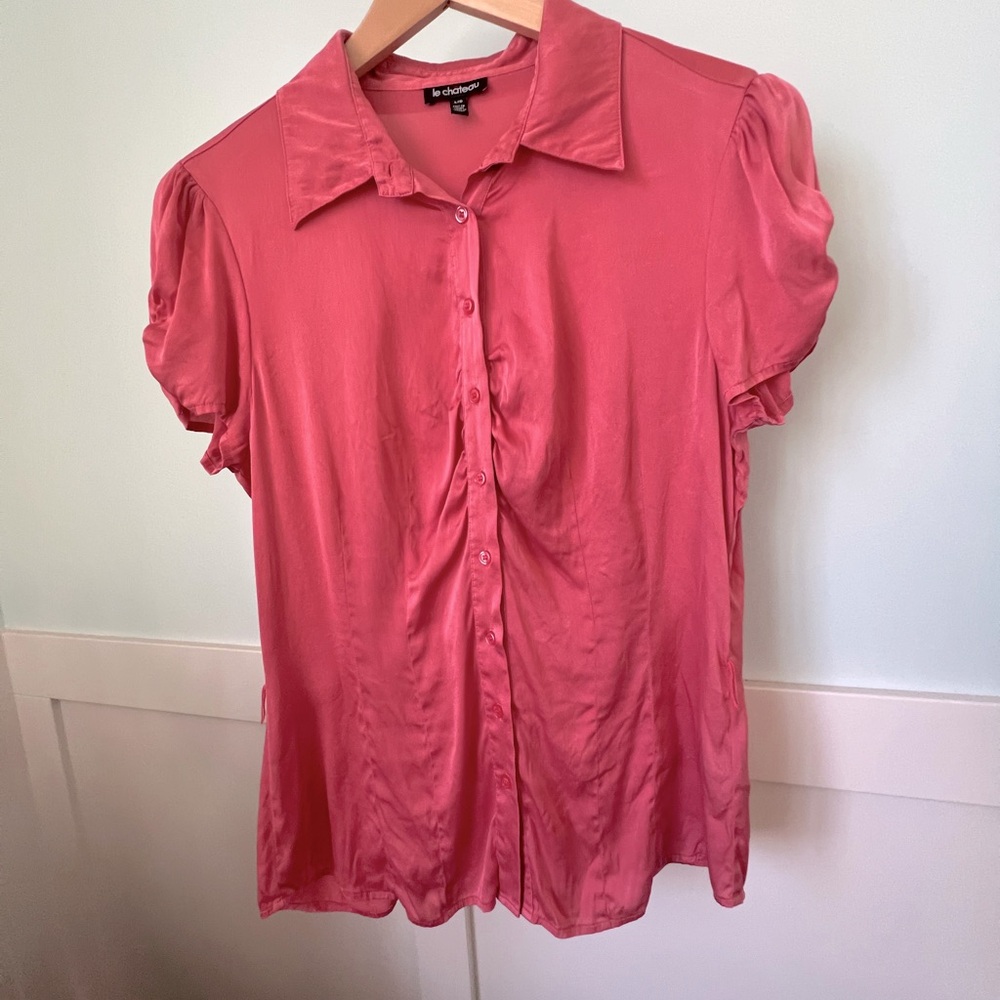 Le Chateau 100% Silk Button-Up Blouse